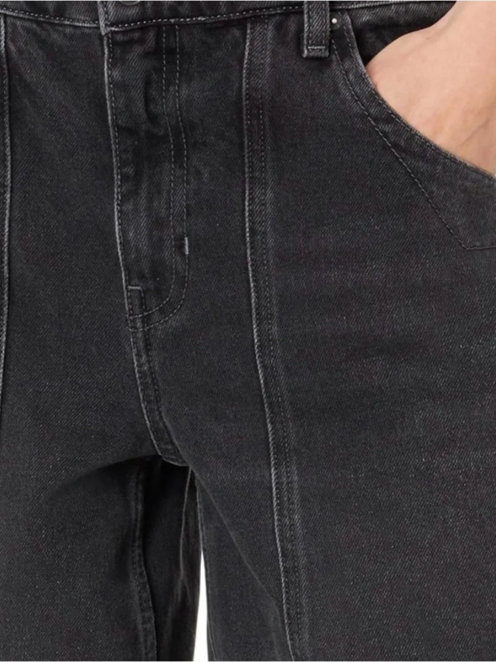 Free People Black Olsen Cuffed Barrel Jeans